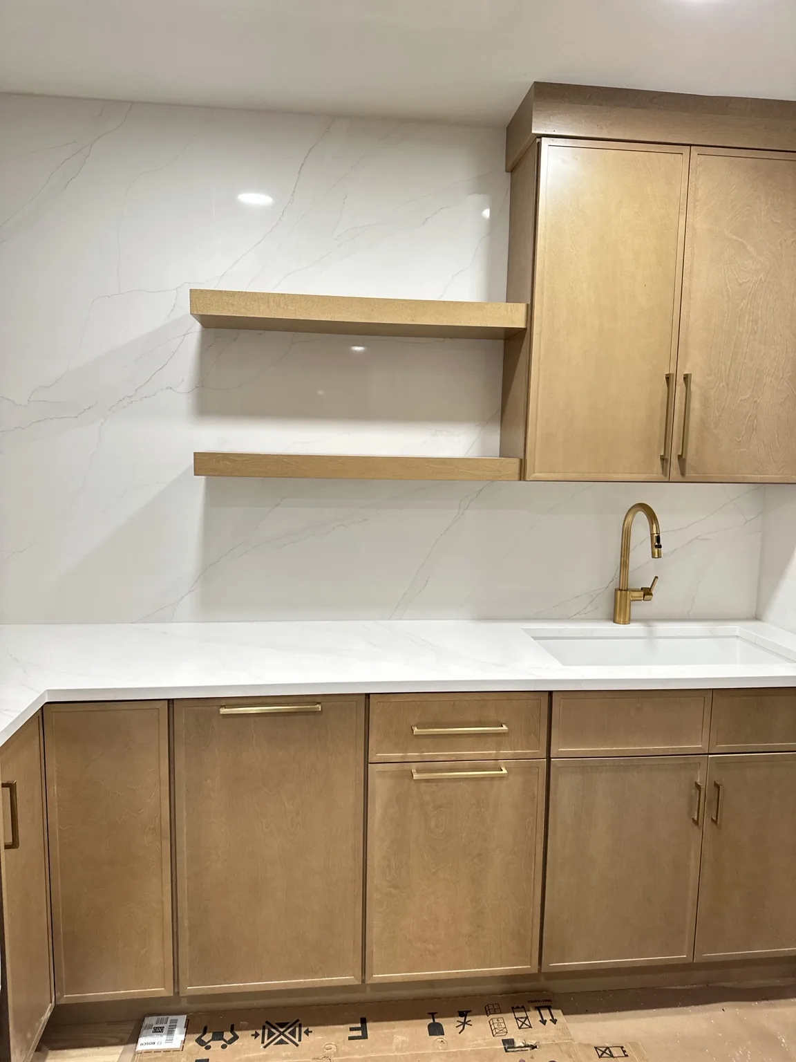Counter and floating shelves