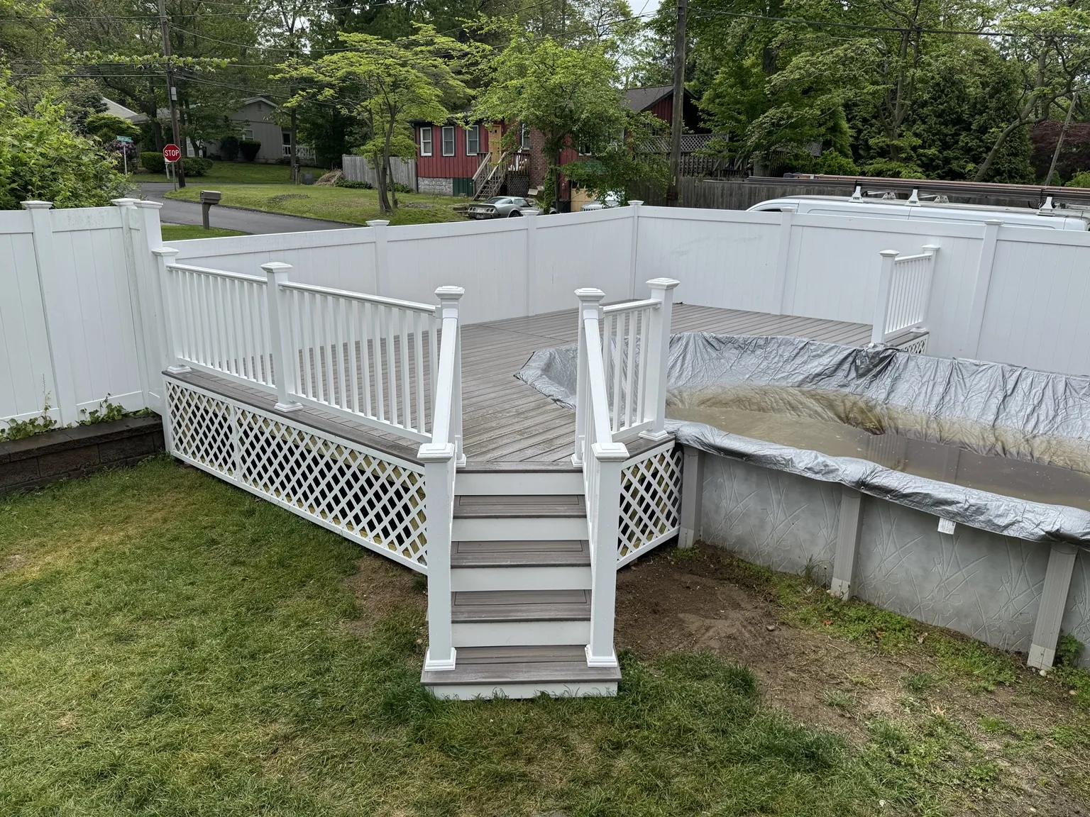 Composite deck and white railing